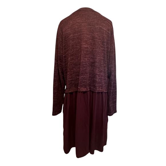 LOGO by Lori Goldstein Drop Waist Dress Womens Large Plum Space Dye Mixed Media - Picture 3 of 7